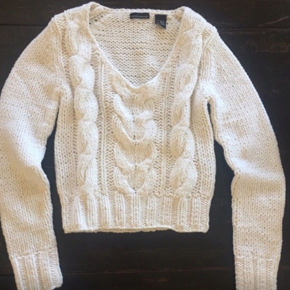 Moda international cream cable sweater top xs - Picture 1 of 2